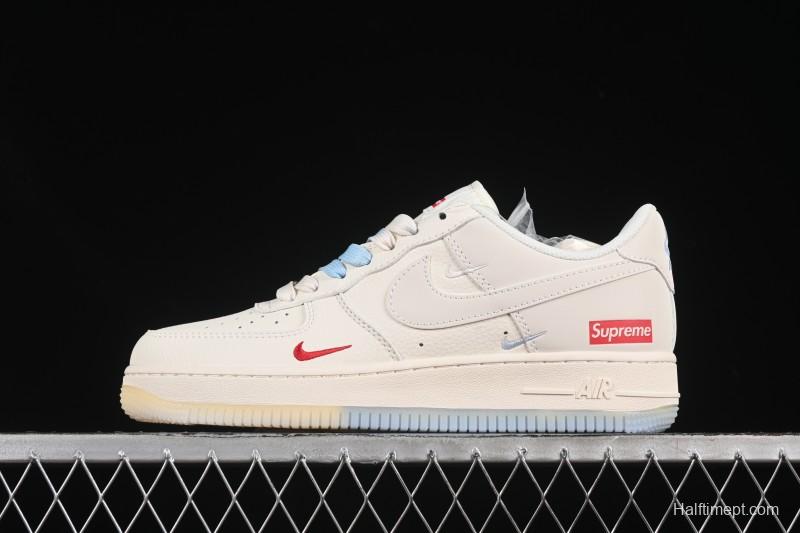 Nike Air Force 1 '07 Low Supreme Collaboration Two-Tone Beige Blue Casual Skate Shoes - XX3168-179