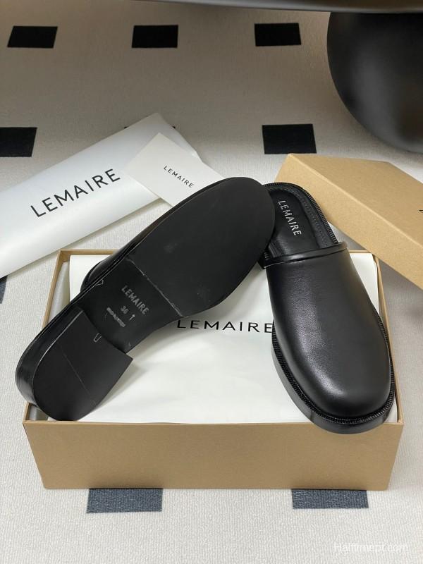 2025 Slippers Lemaire Black Leather Slippers KFY00310