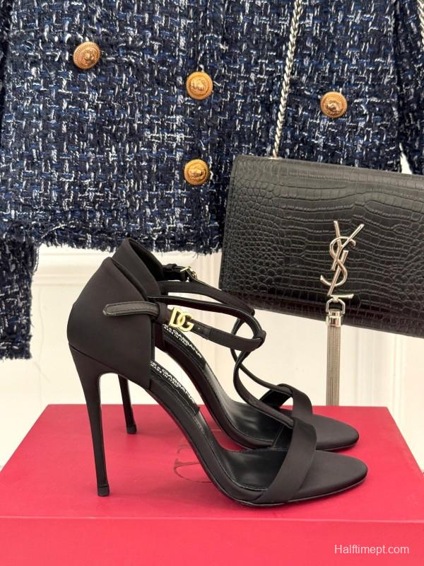 2025 Women Dolce & Gabbana Black Satin High Heels
