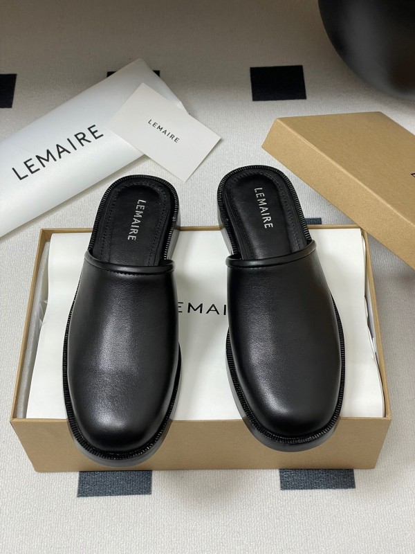 2025 Slippers Lemaire Black Leather Slippers KFY00310