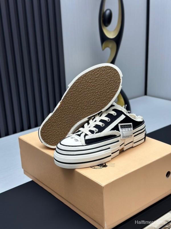 2025 Unisex XVESSEL Black White Canvas Plimsolls Vulcanized AS00240