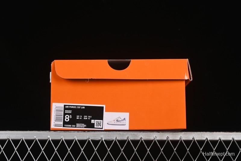 Nike Air Force 1 '07 Low LV Collaboration Light Gray Small Double Hook Casual Sneakers - YX5066-350