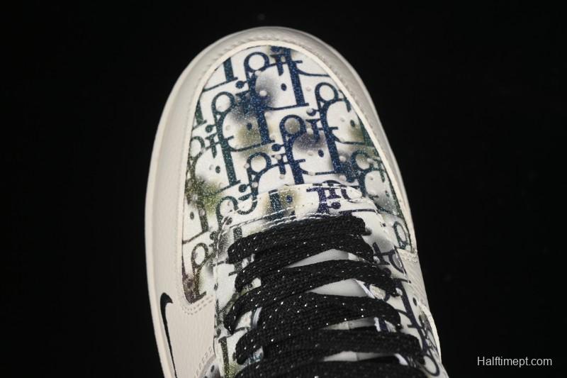 Nike Air Force 1 '07 Low Dior Collaboration Gray Floral Low-Top Casual Sneakers - DF0188-064