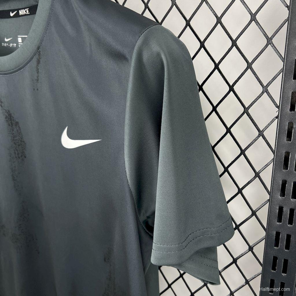 2025 NIKE Training Dark Grey with Abstract Paint Brush Pattern T-Shirt #1045