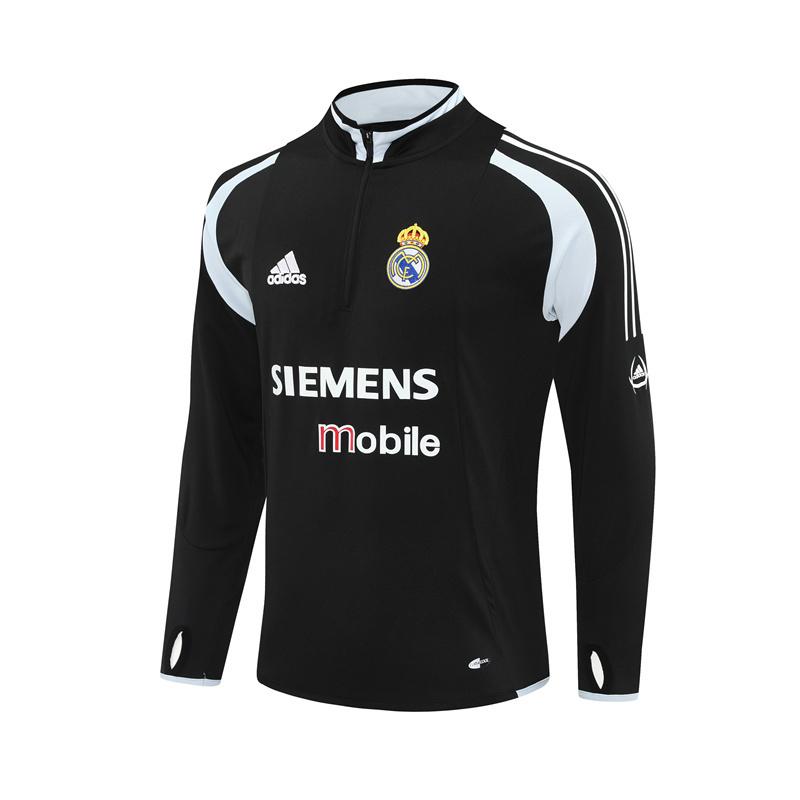 Retro 04/05 Real Madrid Black Half Zipper Jacket+Long Pants