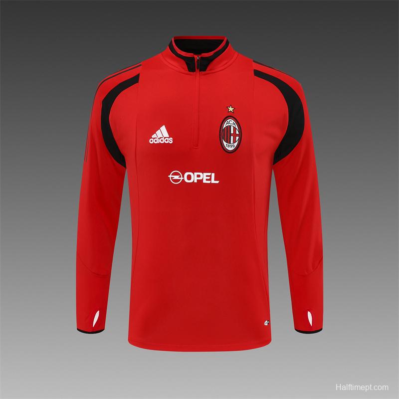 Retro 04/05 AC Milan Red Half Zipper Jacket