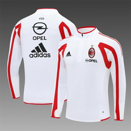Retro 05/06 AC Milan White Half Zipper Jacket+Long Pants