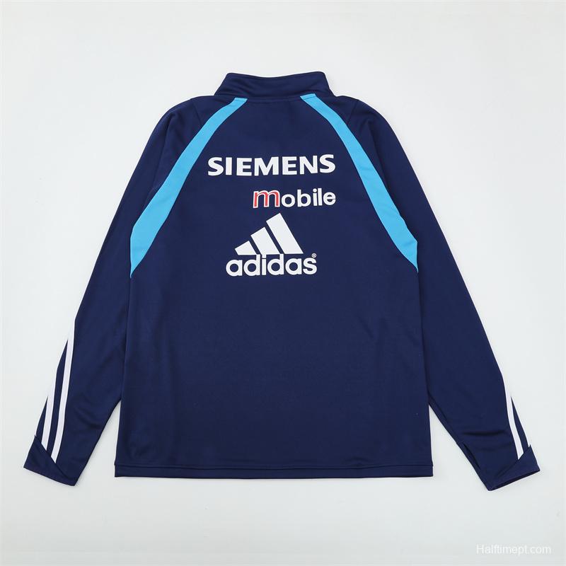 Retro 03/04 Real Madrid Royal Blue Half Zipper Jacket