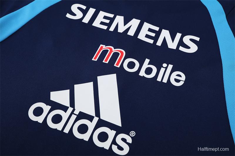 Retro 03/04 Real Madrid Royal Blue Half Zipper Jacket