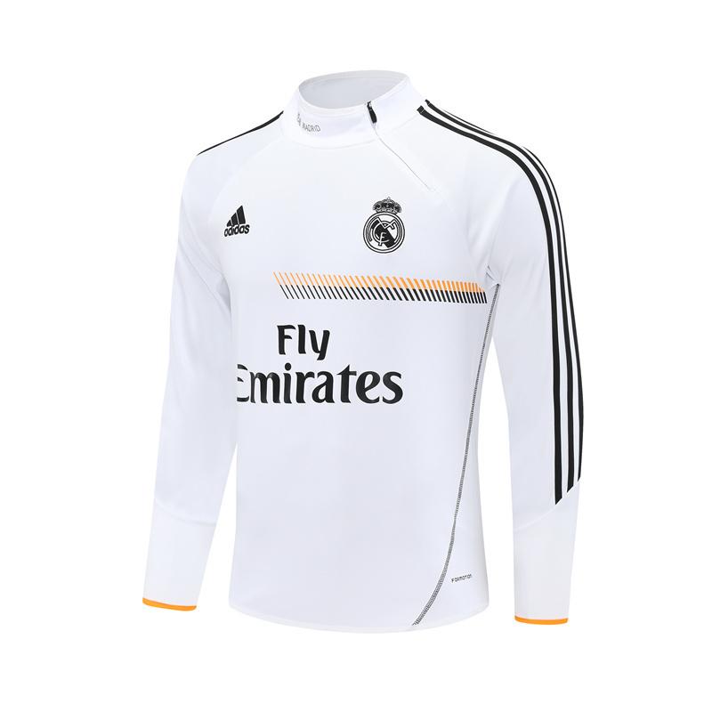 Retro 13/14 Real Madrid White Half Zipper Jacket+Long Pants