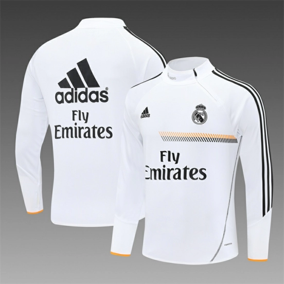 Retro 13/14 Real Madrid White Half Zipper Jacket