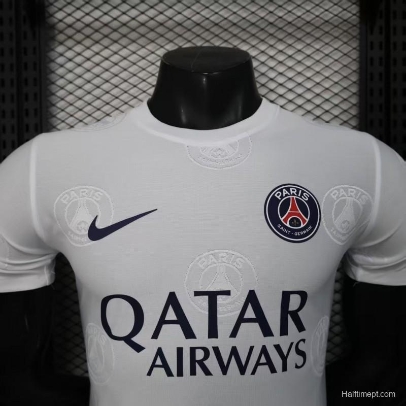 Player Version 25/26 PSG White with Embossed PSG Badge Pattern Jersey