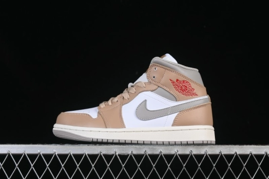 Nike Air Jordan 1 Mid AJ1 White Wheat Mid-Top Casual Sneakers - DQ8426-200
