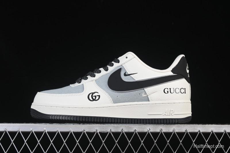 Nike Air Force 1'07 Low Gucci Collaboration White Gray Black Casual Sneakers - YF9511-808