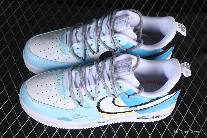 Nike Air Force 1'07 Low Hand-drawn Graffiti Electric Blue Tone Casual Sneakers - FB8917-300