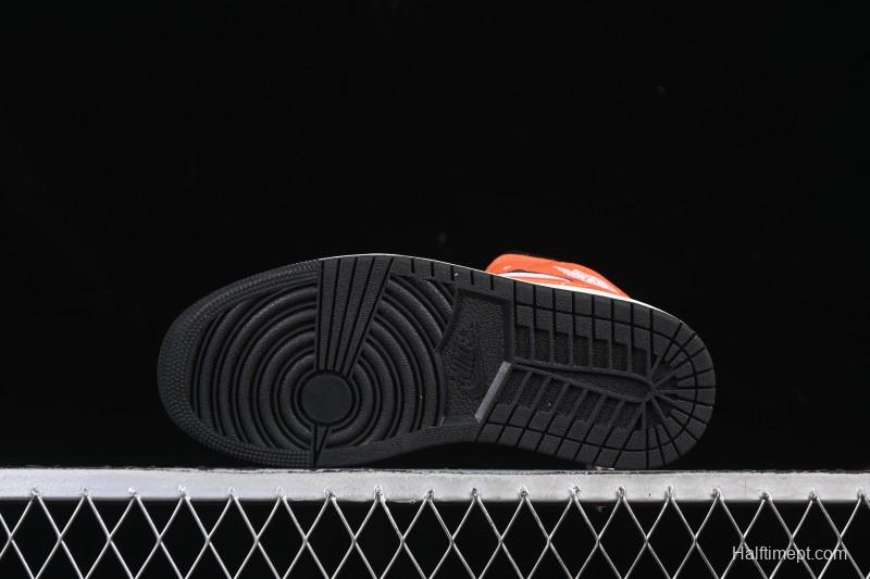 Nike Air Jordan 1 Mid AJ1 Mid-Top Casual Sneakers with Black White Orange Design - DQ8426-801