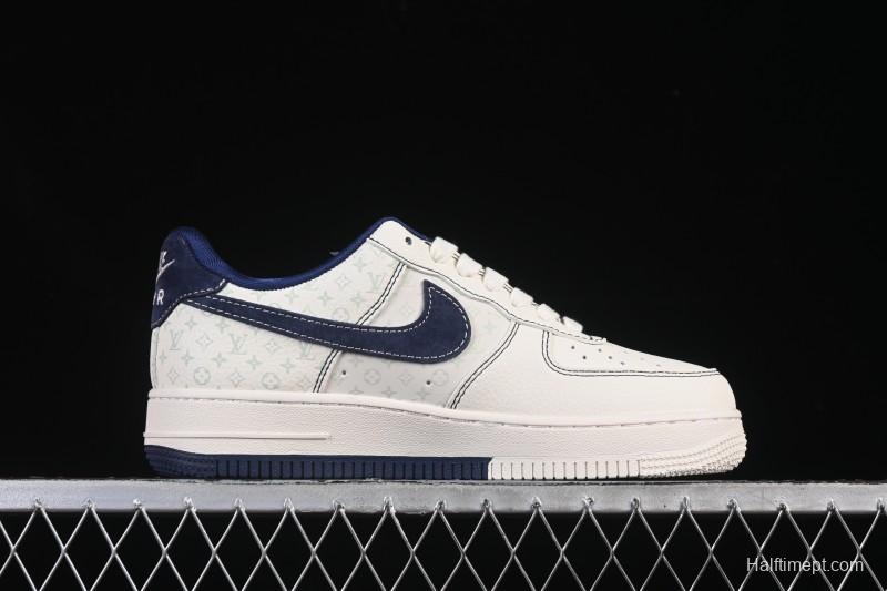 Nike Air Force 1 '07 Low LV Collaboration Print Light Blue Swoosh Casual Sneakers - MZ9588-817