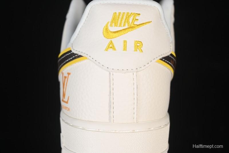 Nike Air Force 1 '07 Low LV Collaboration Beige Brown Patchwork Casual Sneakers - DD1982-302