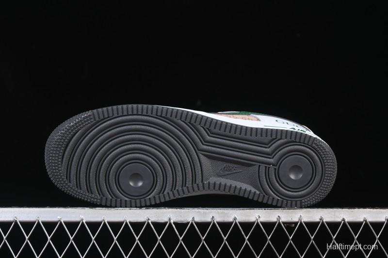 Nike Air Force 1 '07 Low Gucci Collaboration Pattern Grass Green Casual Sneakers - AH8462-004