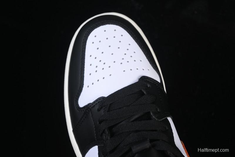 Nike Air Jordan 1 Mid AJ1 Mid-Top Casual Sneakers with Black White Orange Design - DQ8426-801