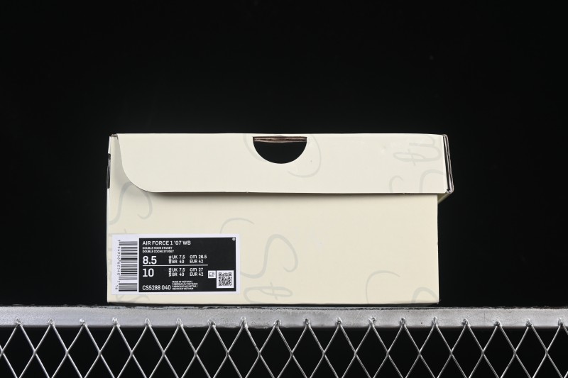 Nike Air Force 1 '07 Low Stussy Sneakers with Grey Swoosh and Full-Length Air Cushion - CS5288-040