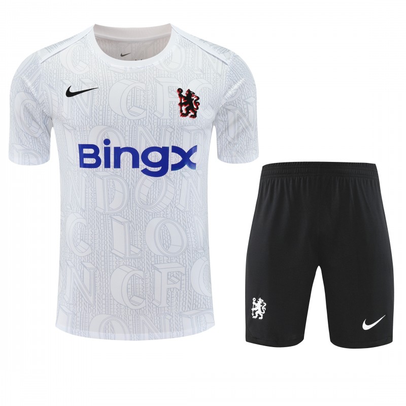 25/26 Chelsea White Short Sleeve Jersey+Shorts