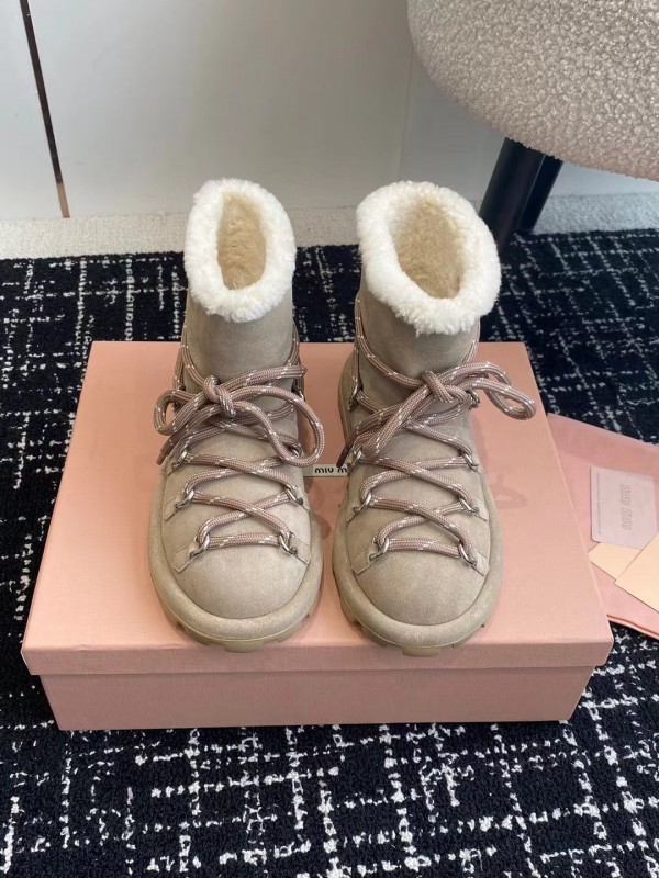 Miu Miu 2025/SS Lace-Up Snow Boots - AS00310