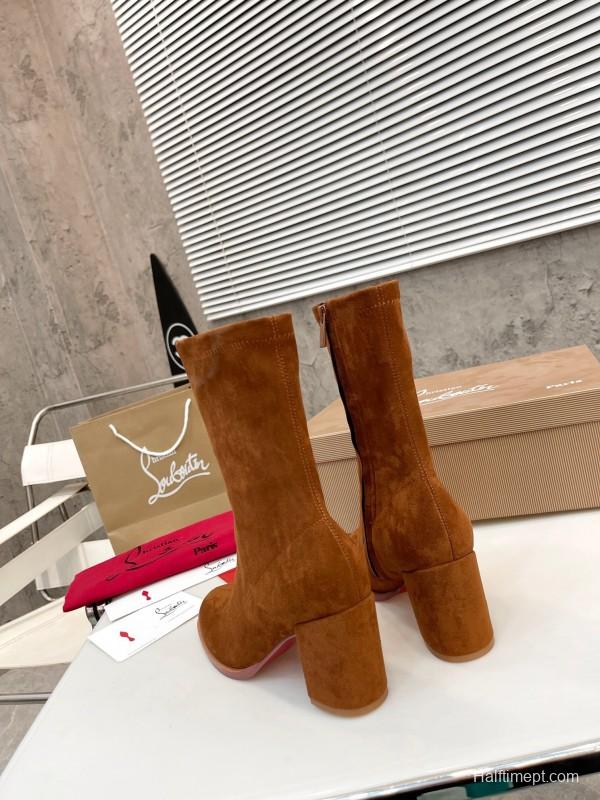 Christian Louboutin 2025/SS Chunky Heel Elastic Ankle Boots - LY00300