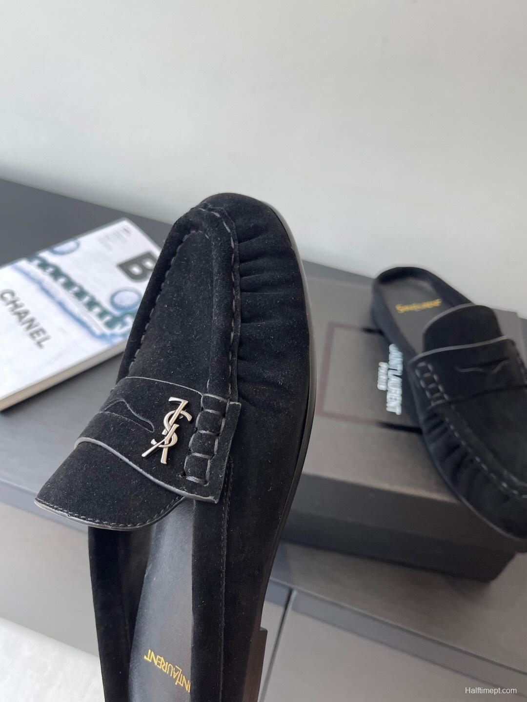 Saint Laurent Classic Loafer Mule Flat Shoes - KFY00320