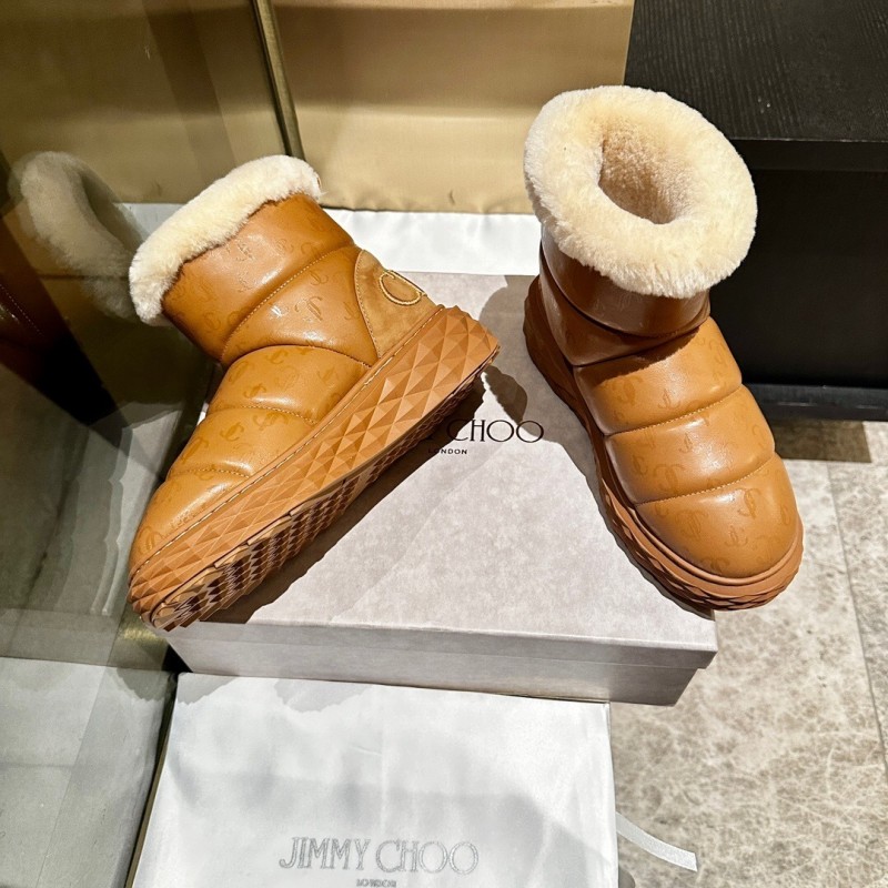 Jimmy Choo 2025 SS Casual White Sneakers with Genuine Wool Snow Boots - LY00340