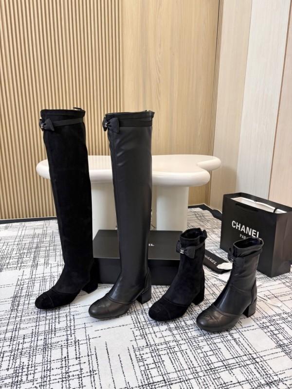 Chanel Classic Chunky Heel Back Zipper Long Boots - LY00360
