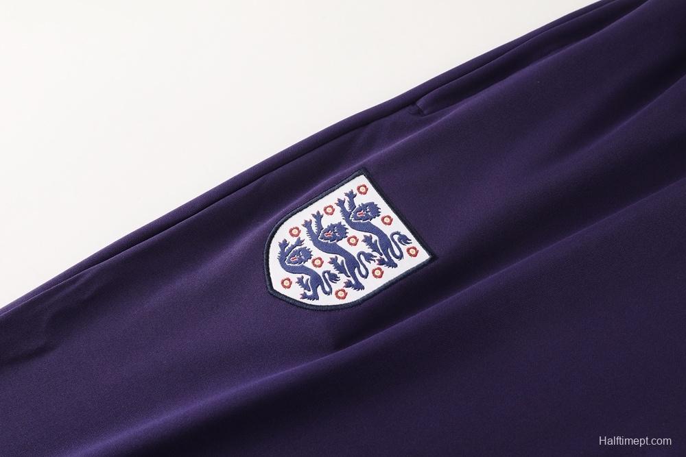 2025 England Purple Half Zipper Jacket+Long Pants