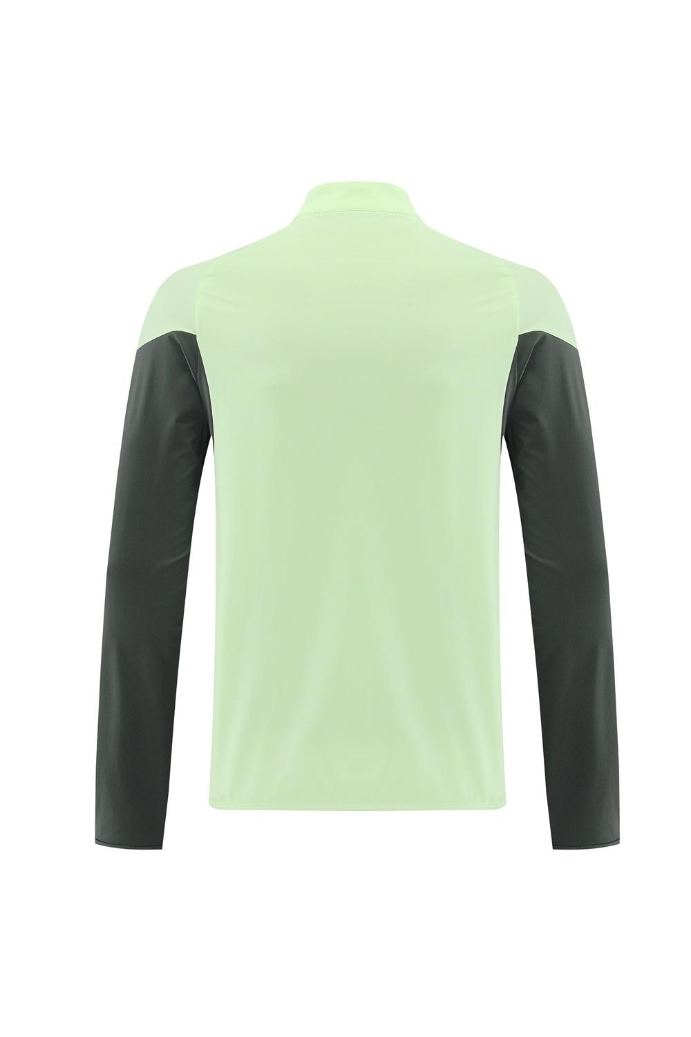 25/26 Real Madrid Light Green Half Zipper Jacket+Long Pants S-3XL