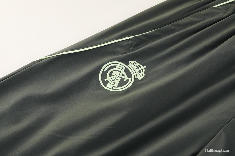 25/26 Real Madrid Dark Green Half Zipper Jacket+Long Pants S-3XL