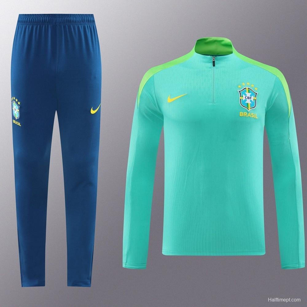 2025 Brazil Lake Green Half Zipper Jacket+Long Pants