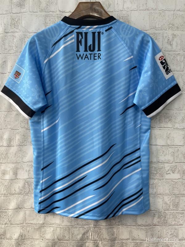 2025 Fiji 7s Sky Blue with Ocean Wave Pattern Jersey
