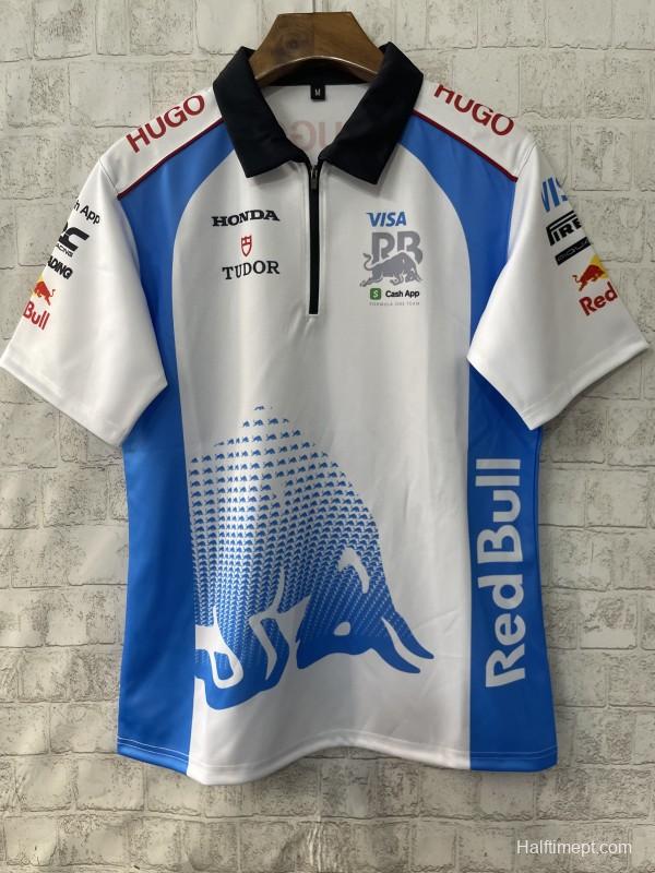 2026 F1 Red Bull Racing White with Blue Bull Graphic Polo
