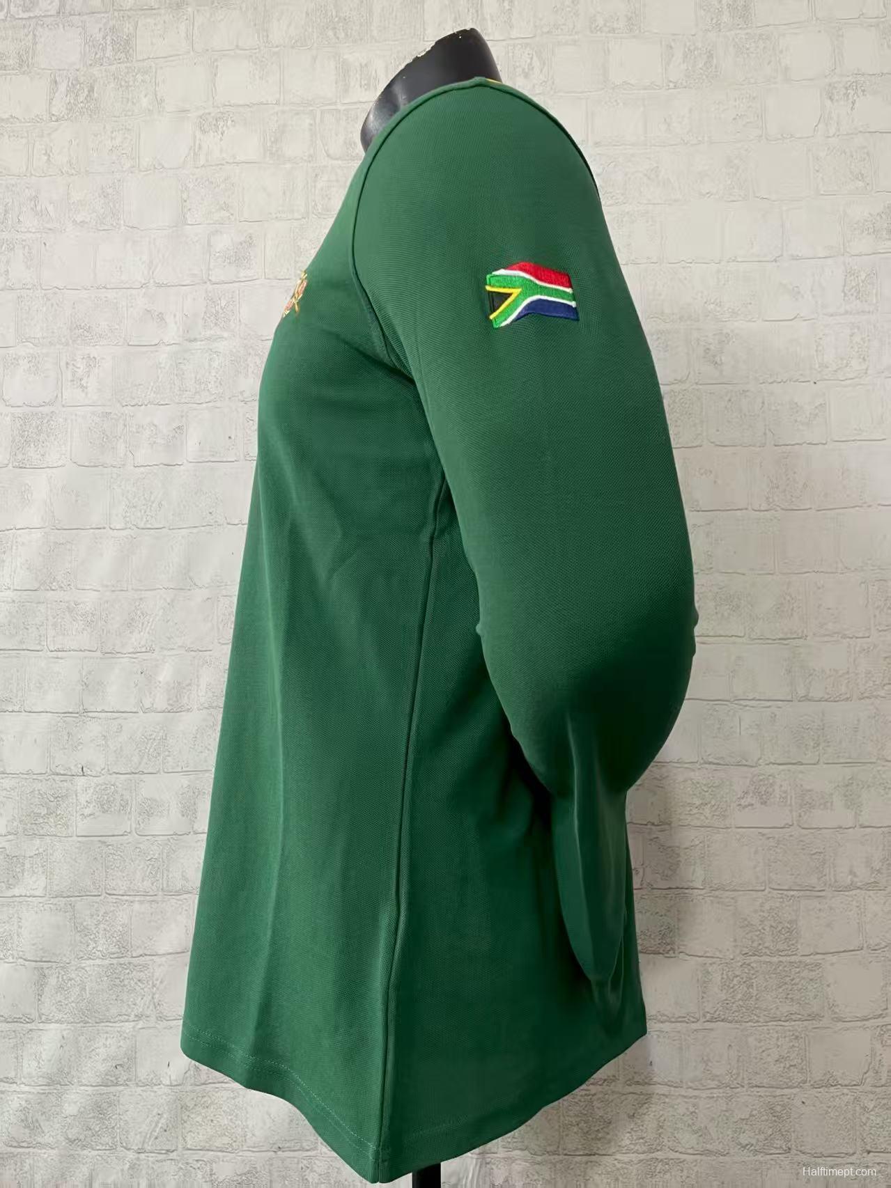 2026 South Africa Green Long Sleeve Polo Rugby Jersey