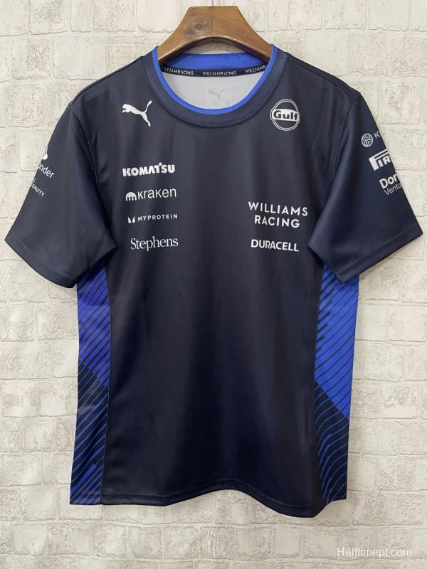 2025 F1 Williams Racing Navy Blue with Blue Diagonal Stripe Team Shirt