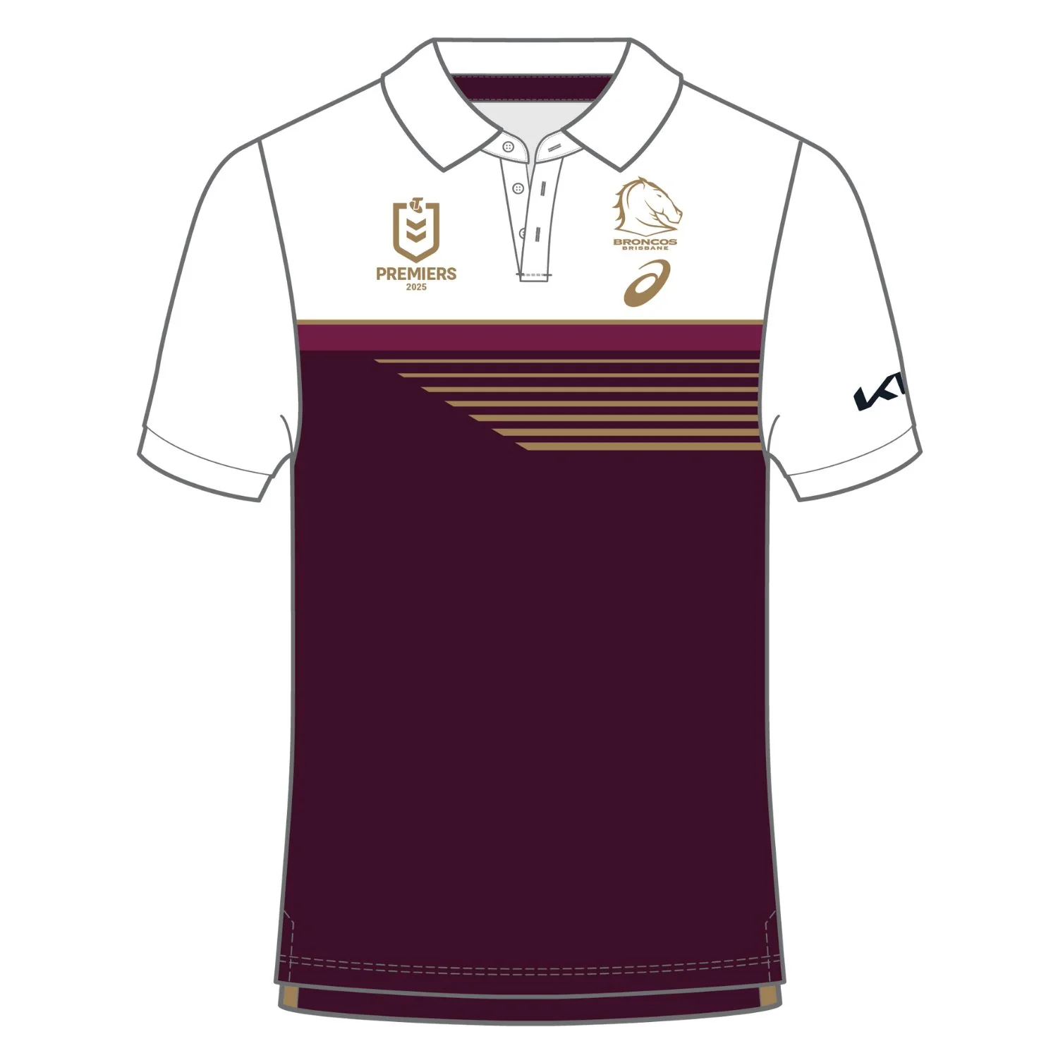 25/26 Brisbane Broncos  Maroon with White Yoke and Gold Speed Stripes Premiers 2025 Jersey