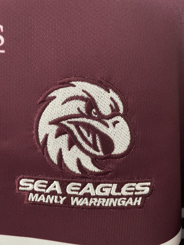 2025 Manly Warringah Sea Eagles Maroon with White Hoops Home Jersey
