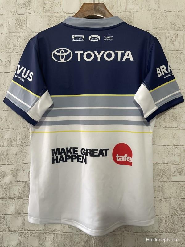 25/26 North Queensland Cowboys White and Navy with Grey Stripes Jersey