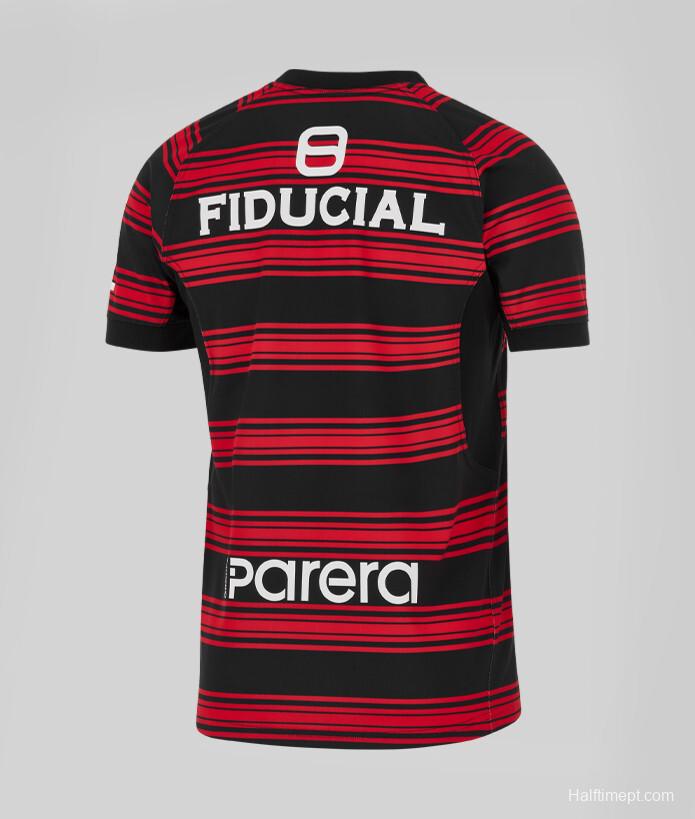 25/26 Stade Toulousain Red and Black Horizontal Stripes Jersey