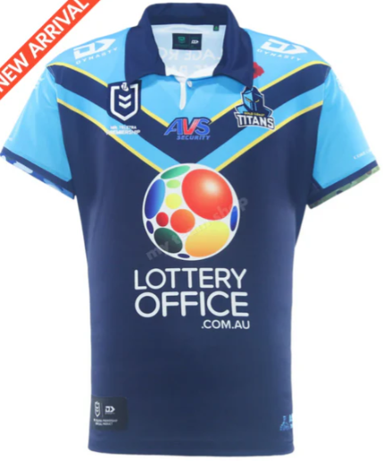 25/26 Gold Coast Titans Navy Blue with Sky Blue and Gold Chevrons Jersey