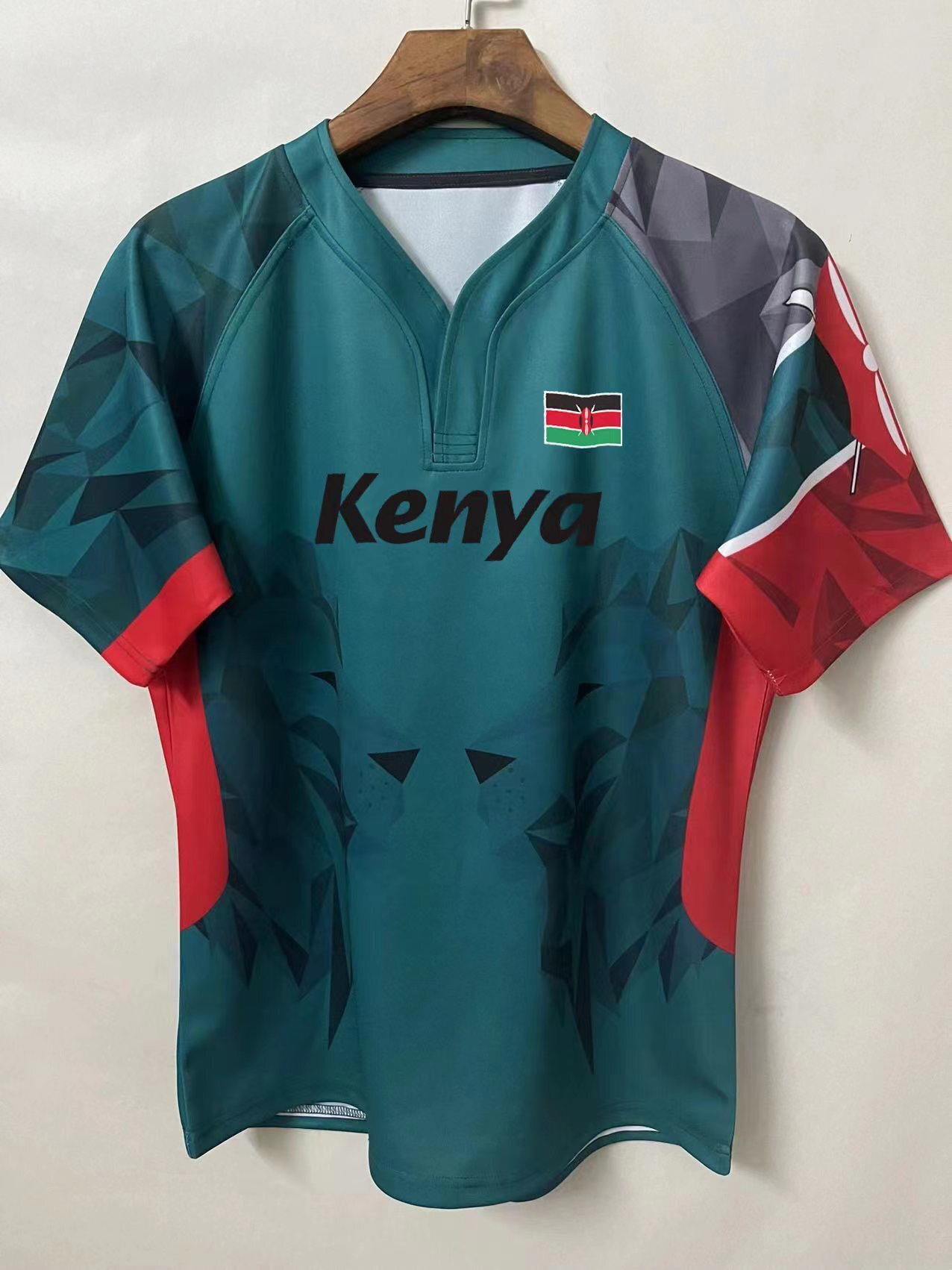 2026 Kenya Teal with Geometric Lion Pattern Jersey