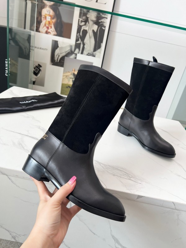Adidas 2025 SS Suede Color-Block Slip-On Equestrian Boots Retro Western Cowboy Boots - LY00350