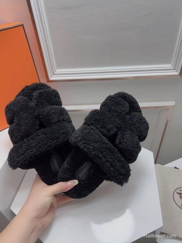 H Love Second Uncle Shoes Fur Slippers - LY00270