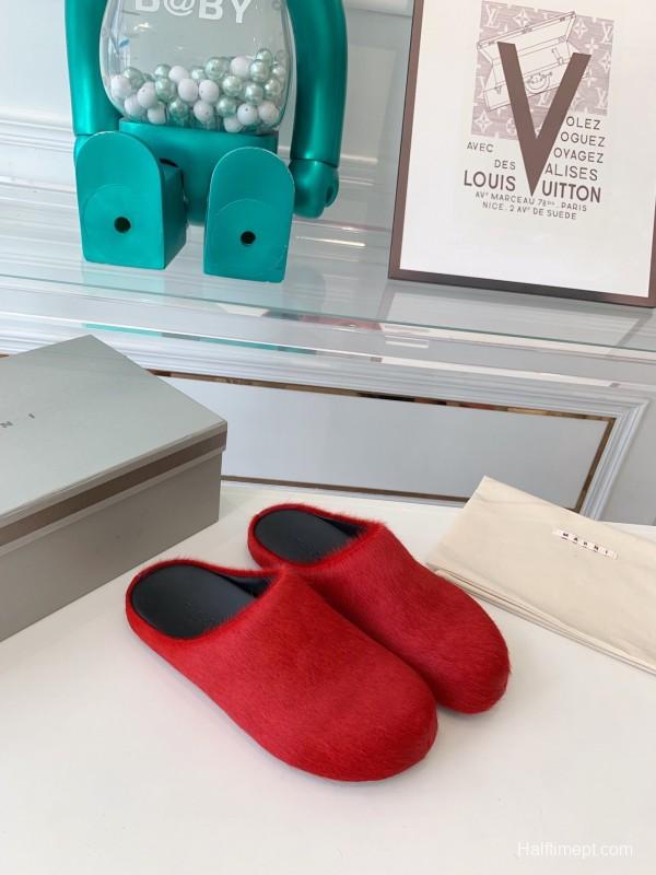 Marni 2025/ss Mule Shoes with Pony Hair Design - LY00