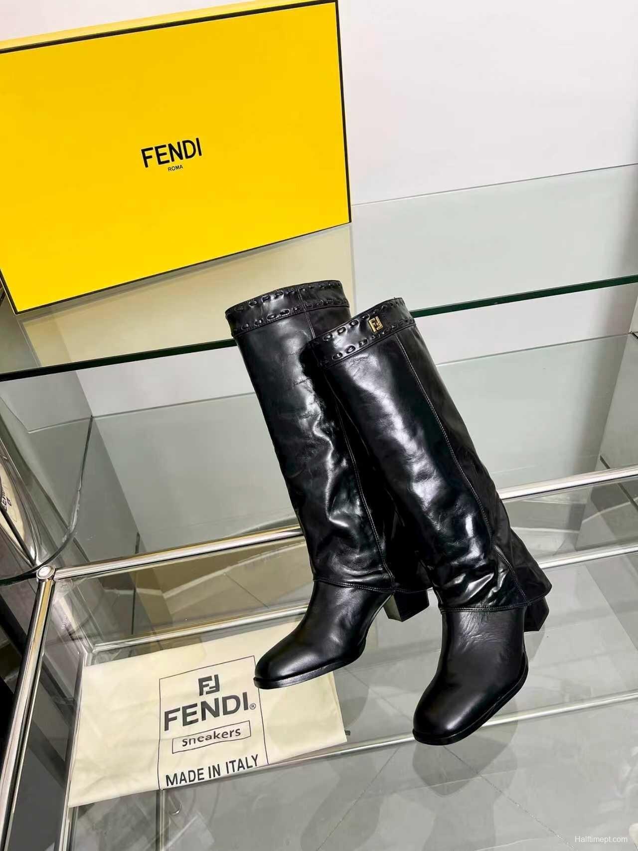 Fendi 2025 SS Wide Leg Boots with Block Heel - LY00440/LY00510