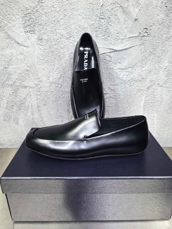 Prada Shuffle Monk Loafers Classic Retro Men's Leather Shoes - AS00380